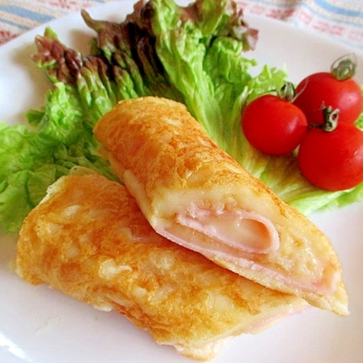 大豆粉で♡とろ~りチーズ&ハム巻きクレープ